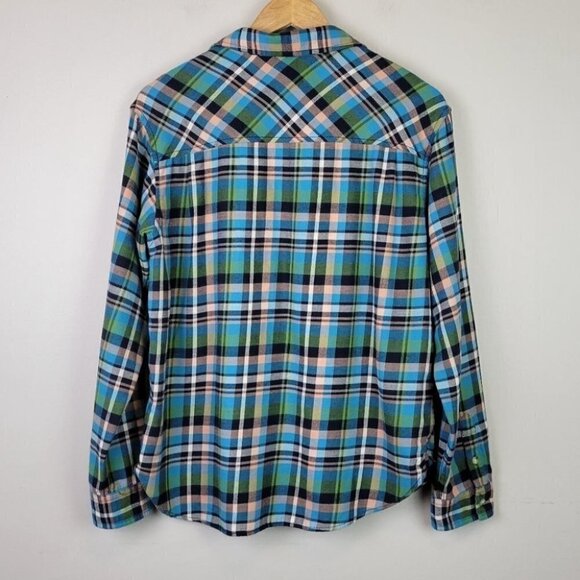 wilfred Free Aritzia Plaid Button Down Shirt Flannel Blue Green S - Picture 4 of 11